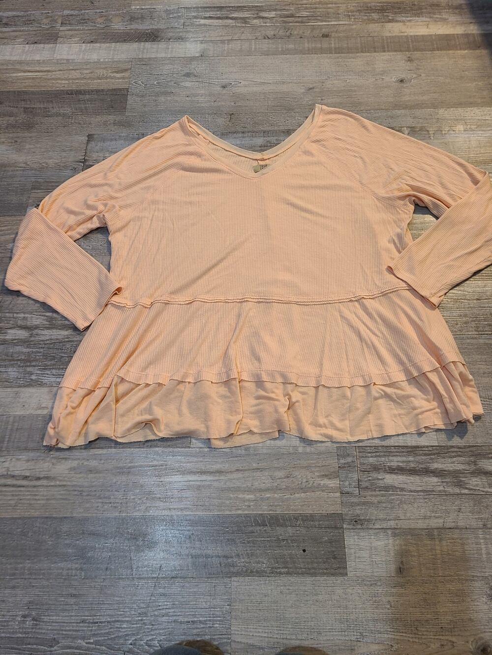 True Craft 3x womens light peach womens long sleeve blouse